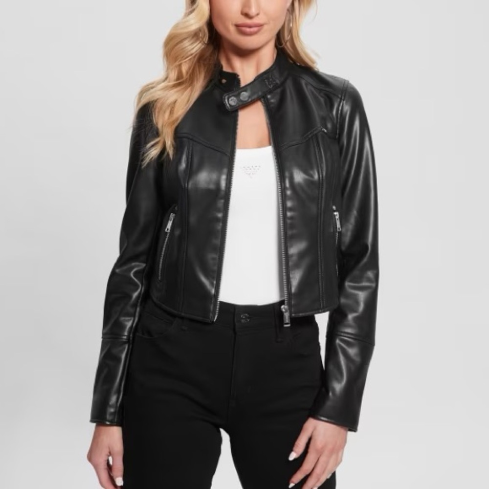 GUESS Anita Moto Jacket in black - faux leather